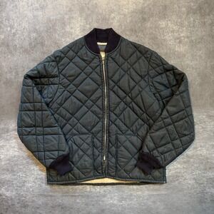 Vintage 70s Osh Kosh Quilted Bomber‎ Jacket Mens Medium Navy Blue Made in USA